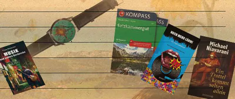Attersee Special: Kompass Wanderführer und Lesestoff von Franz Reisecker & Michael Niavarani und eine Armbanduhr 