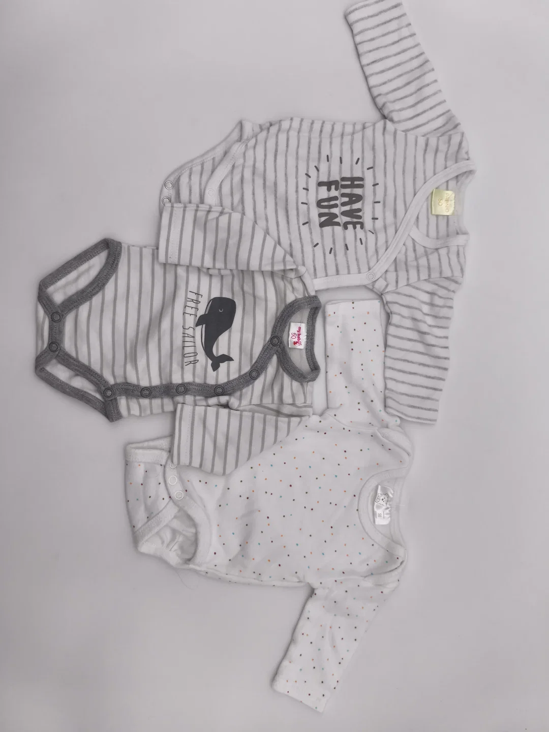 3er Set Baby-Body, Langarm, Gr. 50/56 – Bild 1