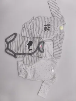 3er Set Baby-Body, Langarm, Gr. 50/56