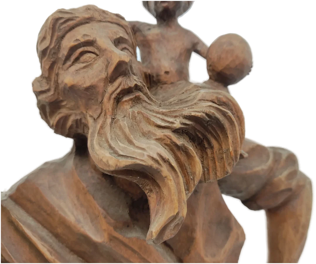 Holzskulptur Statue Figur "Heiliger Christophorus mit Kind" – Bild 5