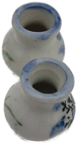 Puppenhaus Zubehör: Miniatur Keramikvase mit Blumenmotiv 2er-Set | Sammlerstück  – Vorschau 5