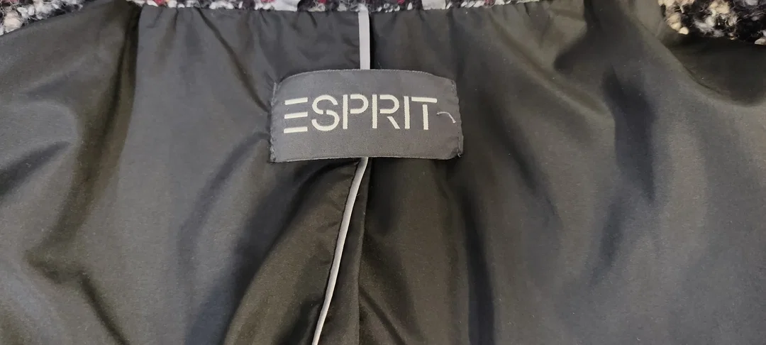 Esprit Damenmantel mit Wollanteil in schwarz-rot-weiß, Größe 44 – Bild 5