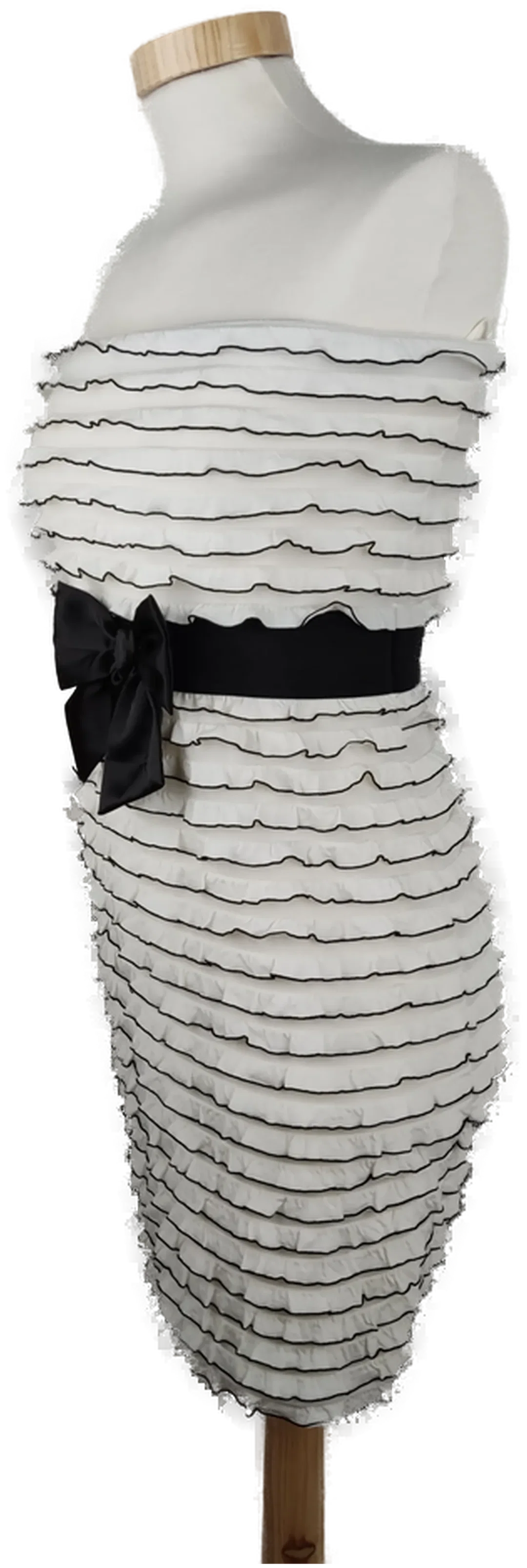 Kleid "Tally Weijl", schulterfrei mit Gummibund, weiß/schwarz mit Rüschen, Größe 36 – Bild 2