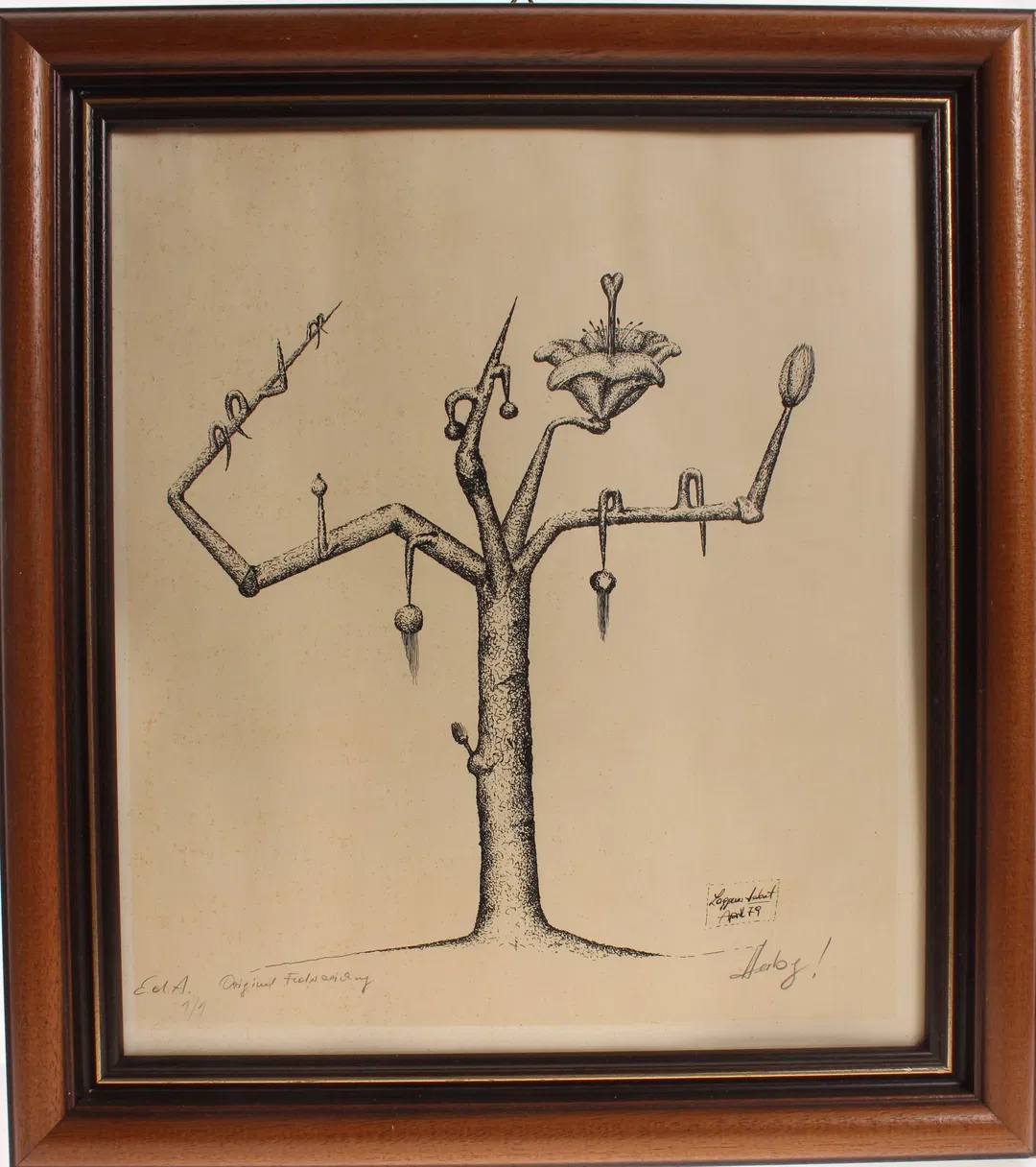 Bild Original Federzeichnung „Baum-Metapher“ von Logges Habert, 1979 - Bild 1