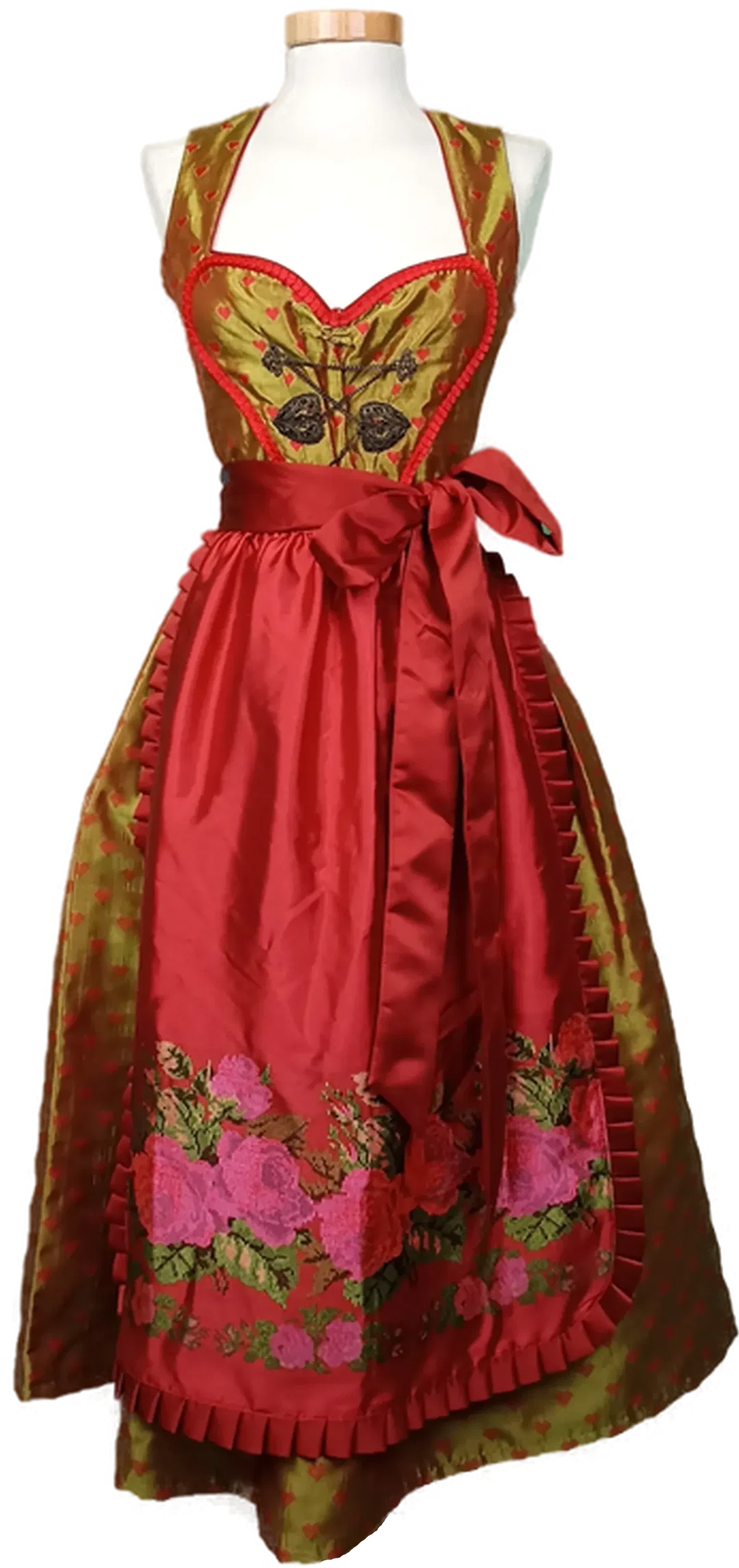 Damendirndl grün/rot Gr. XXS – Bild 1