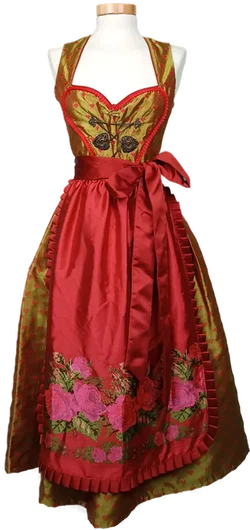Damendirndl grün/rot Gr. XXS