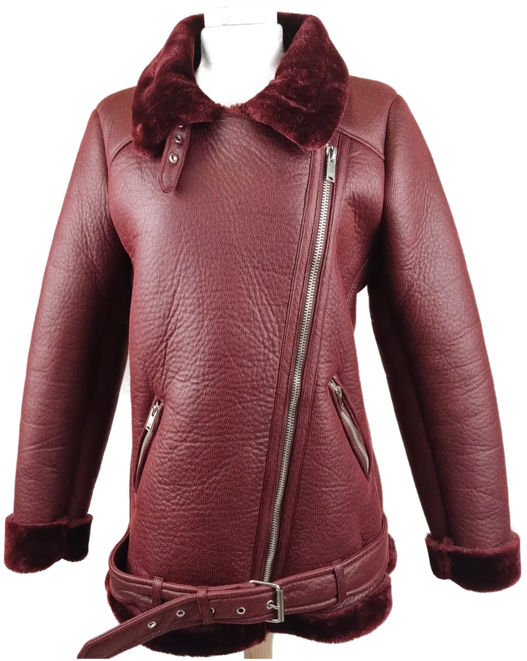 Only Kunstleder-Bikerjacke bordauxrot - M/38 - Bild 4