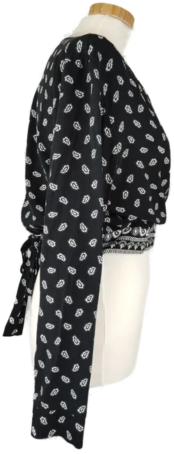 H&M Damen Crop-Bluse schwarz/weiss mit Paisleymuster - M/38 - Bild 3