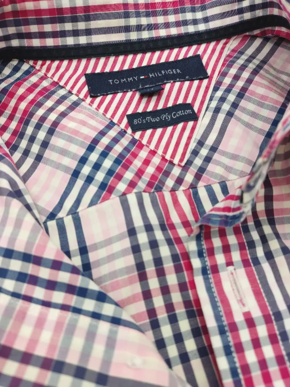 Tommy Hilfiger Herren Hemd, blau/rot - Gr. M – Bild 4