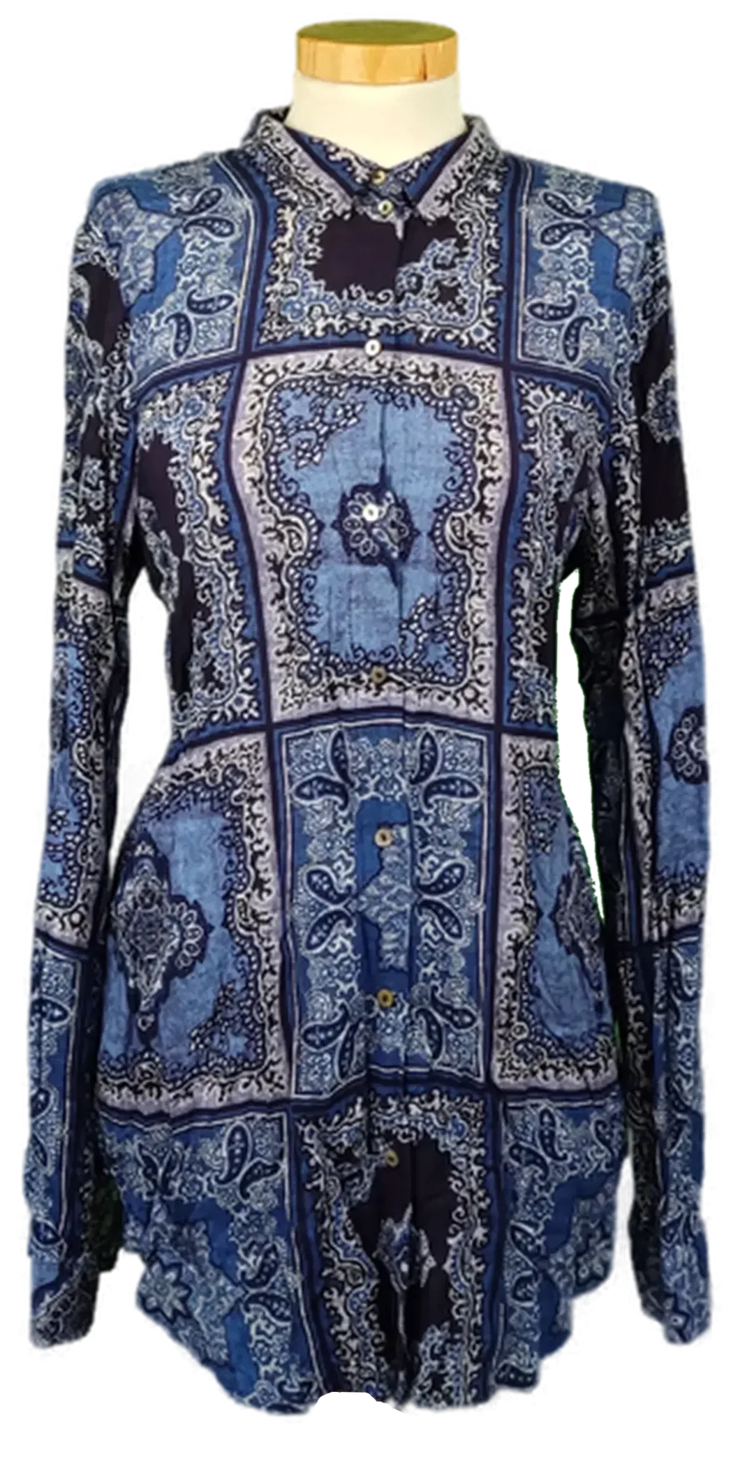 Esprit Damenbluse gemustert blau Gr. S - Bild 1