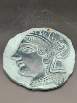Antiker Reliefkopf der Göttin Athene - Vintage Keramik Wanddekoration - Bild 2