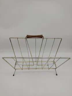 Vintage-Zeitschriftenständer aus Messing mit Holzgriff  - Bild 2