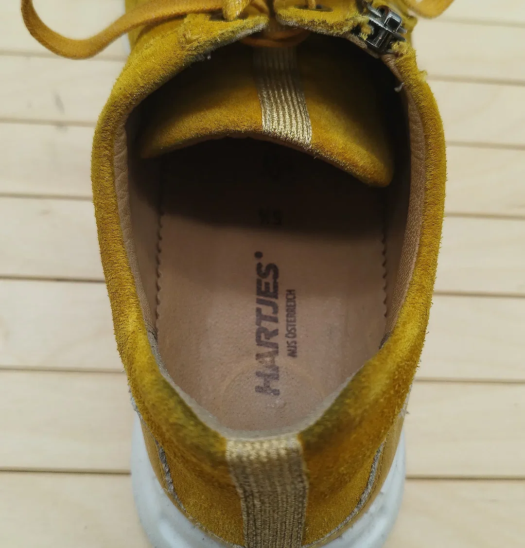 Hartjes Leder Sneaker Currygelb Unifarben, Gr. 38,5 - neu besohlt  – Bild 5