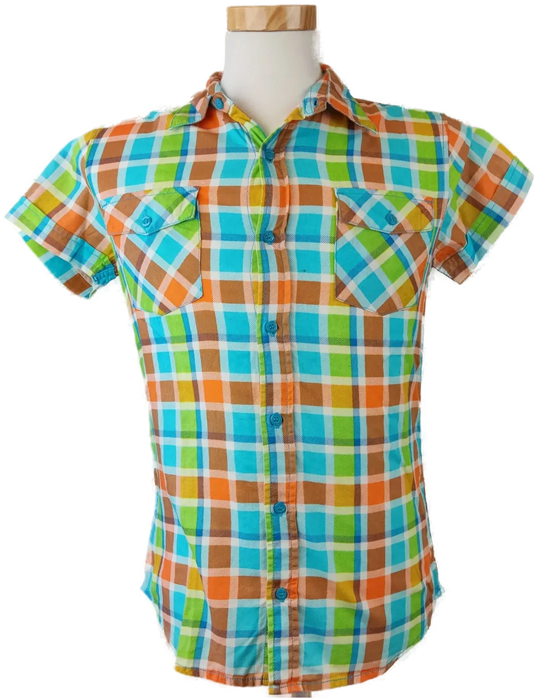 Fishbone Herrenhemd mehrfarbig kariert - Gr. S (Slim fit) - Bild 1