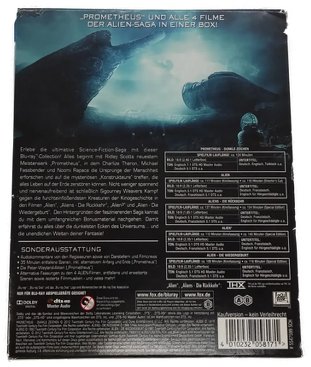 Blu-ray 5 Disc Prometheus to Alien Evolution alle 5 Teile – Bild 3