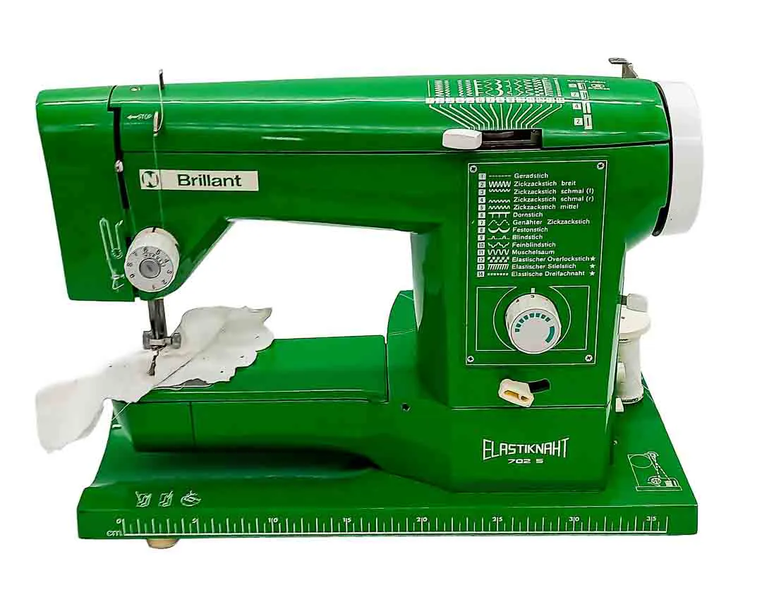 Brillant Elastiknaht 702 S Nähmaschine Freiarm Grün Retro Vintage Koffer - Bild 1