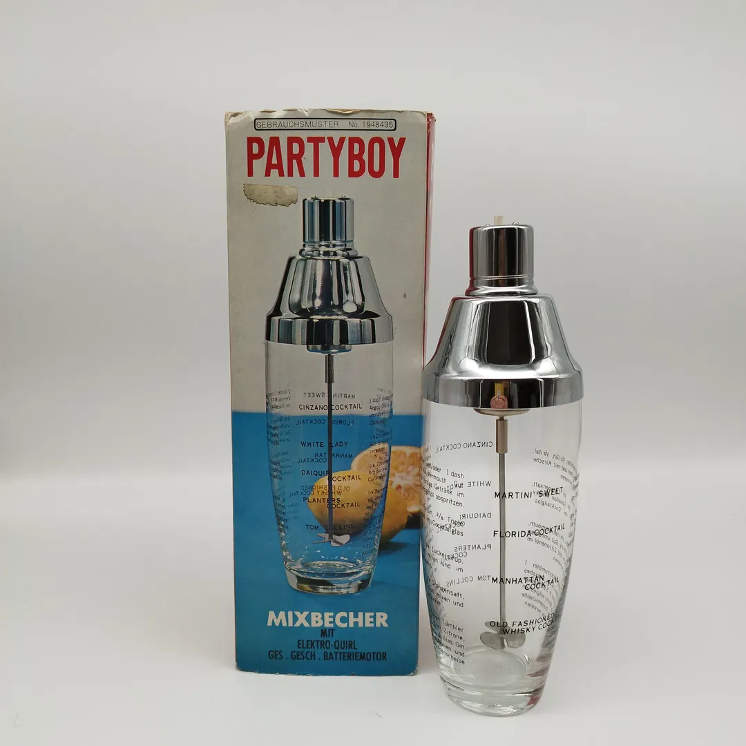 Cocktail-Mixbecher (Partyboy) Glas, Elektro-Quirl | Retro-Barflair - Bild 4