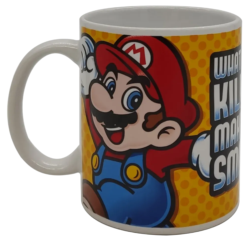 Super Mario "What doesn't kill you makes you smaller" Retro Tasse aus Keramik, Höhe 10cm – Bild 3