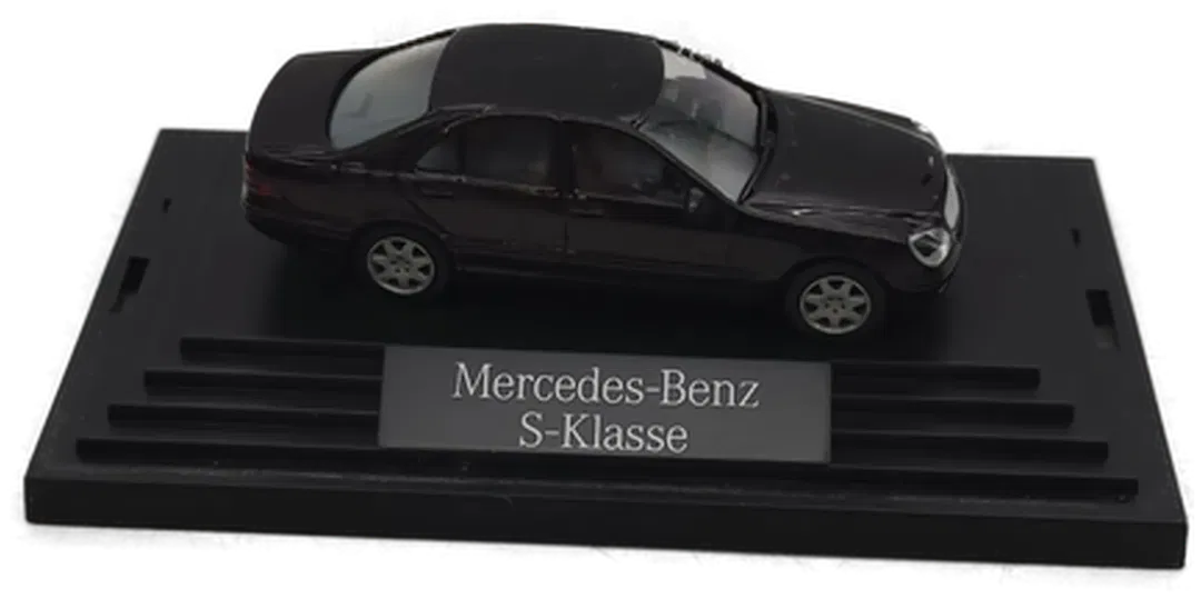 Wiking-Modellauto in Minivitrine, M 1:87, Mercedes-Benz S-Klasse facelift 2003, Dark Purple Metallic - Bild 1