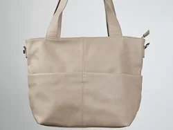  Damen Leder Handtasche - beige - Bild 3