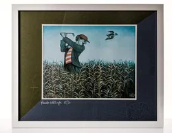 Farbdruck Golfer, Golfspiel, Feld, sign. Koblinger 1988, gerahmt - Bild 1