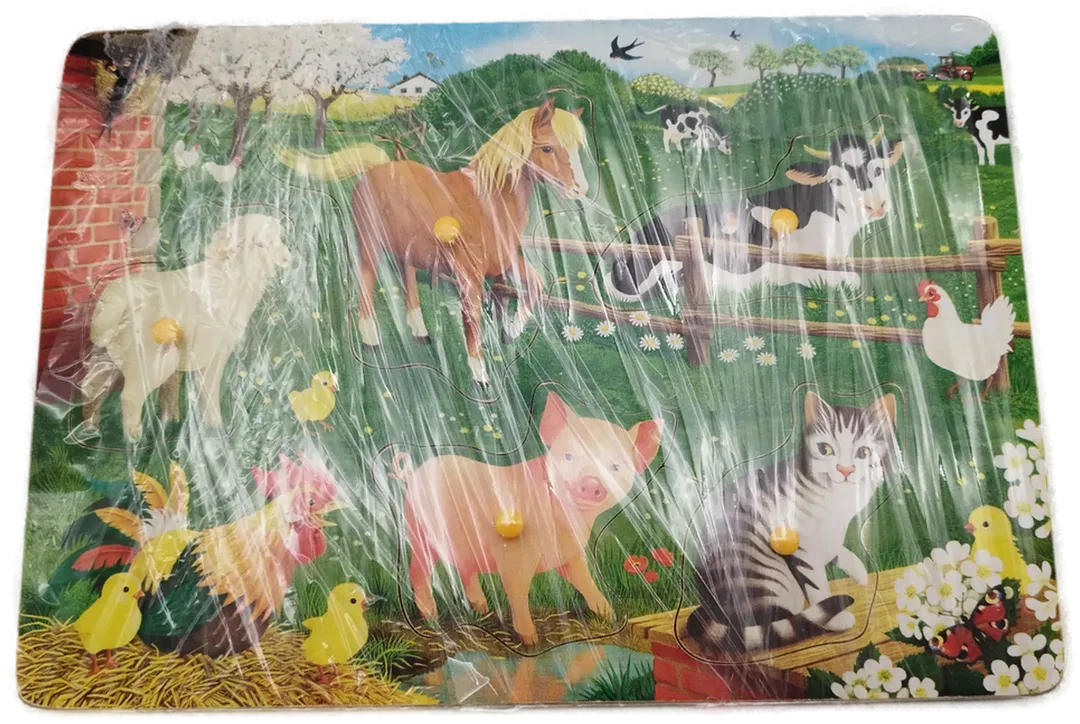 Holzpuzzle mit Bauernhof-Illustration - 6 teilig - Bild 1