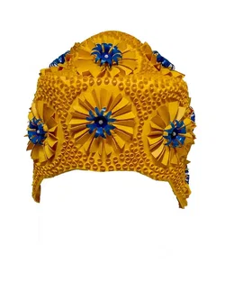 Vintage Badehaube Sunline Made in Spain mit 3D-Blumendekor