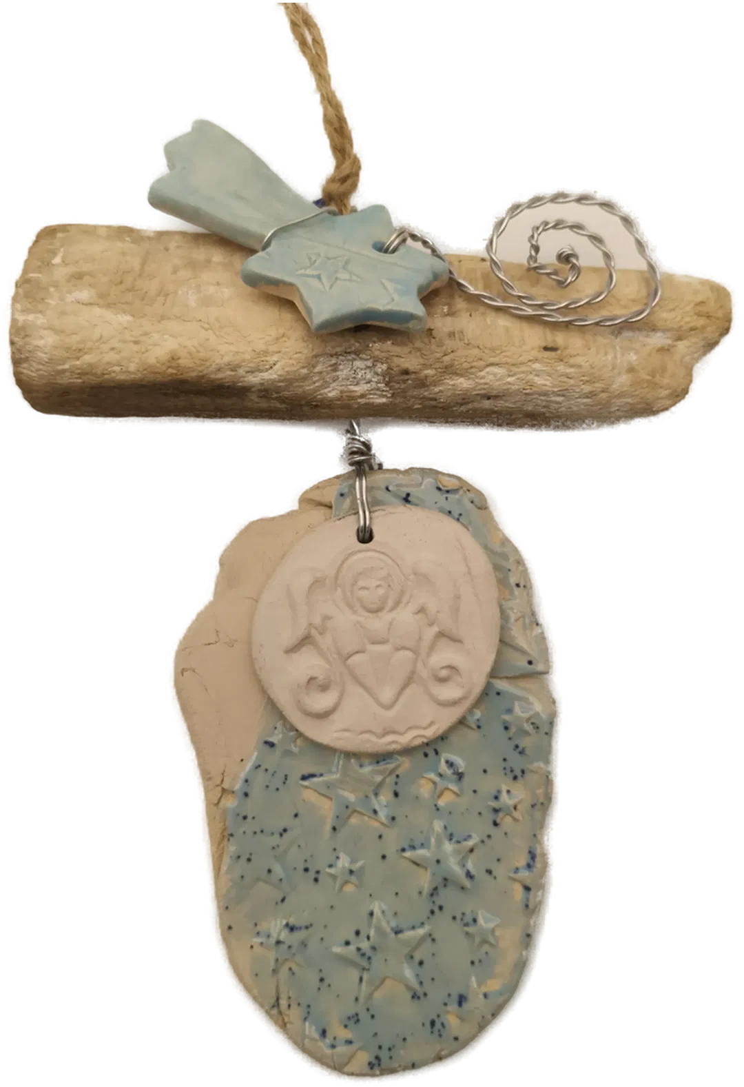 Deko Weihnachten, Keramik hellblau - Bild 1