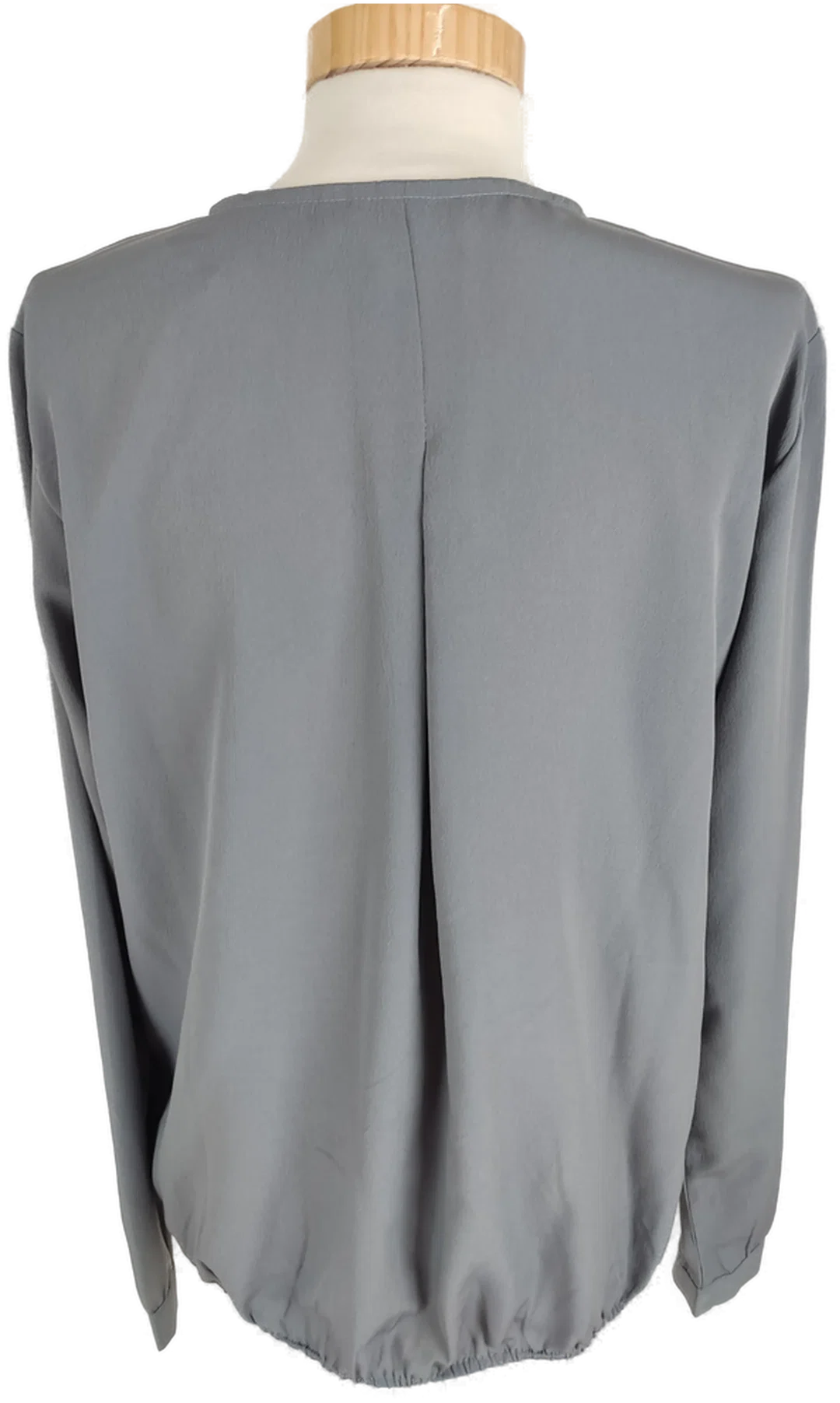 Bluse "Rainbow", langarm mit V-Ausschnitt, grau mit Gummizugbund, Größe 40 – Bild 4