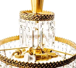 Alter Kristall Kronleuchter auf 5 Ebenen Glasabhang 3-flammig E14 - Bild 5