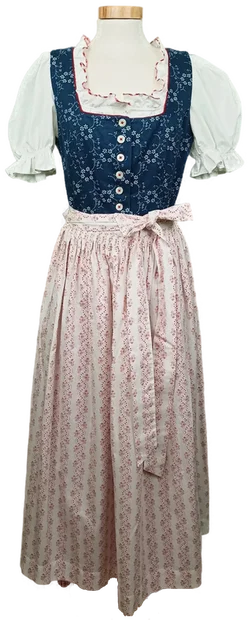 Damendirndl mit Bluse blau/rot Gr. M/L