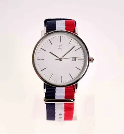 ET Quarz Armbanduhr, weißes Zifferblatt, Datum mit 3 Bänder - Bild 2