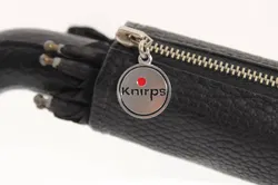 Knirps Regenschirm mit Ledergriff und Reißverschlusshülle – Schwarz, Länge ca. 40 cm - Bild 3