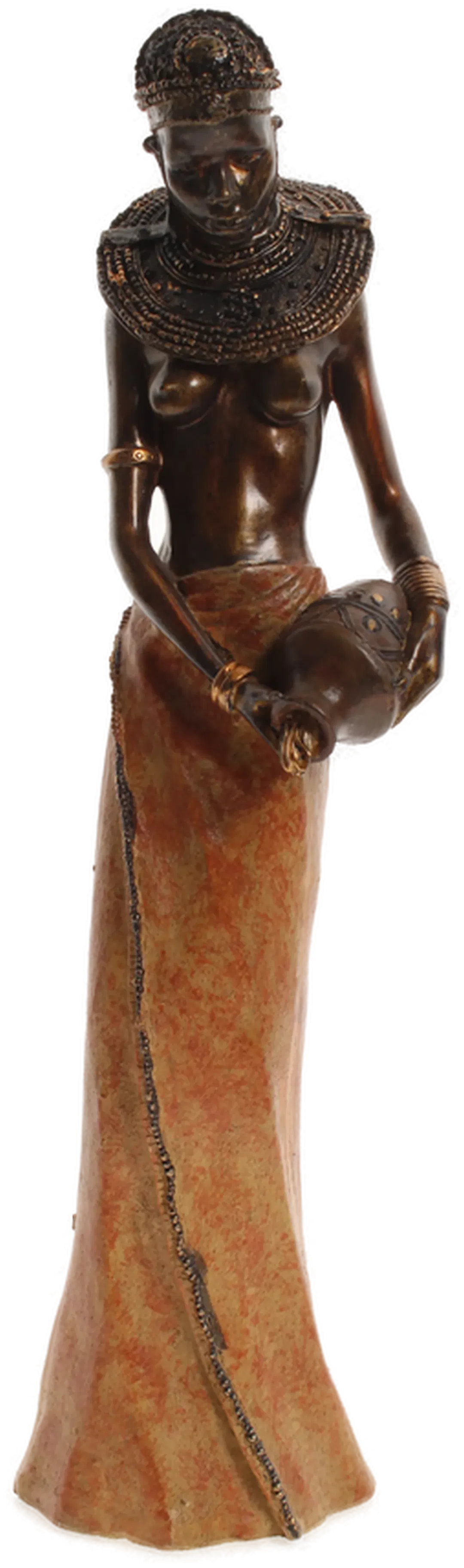 Exquisite afrikanische Frauenfigur in Bronzeoptik mit Wasserkrug - Bild 1