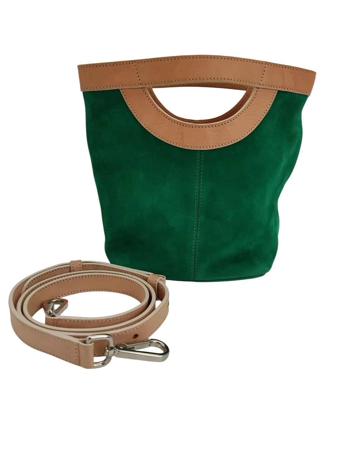 Max V. Koenig Damen Lederhandtasche, grün/creme - Höhe ca. 22 cm  - Bild 4