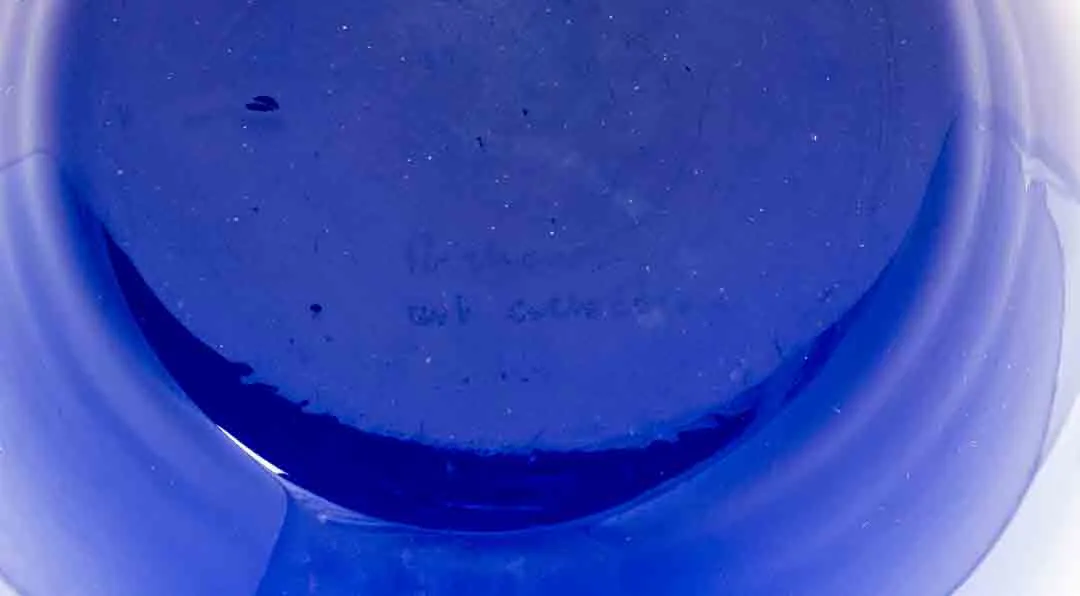 Vintage H J Richartz Art Collection Vase Mathildenhütte Kobalt Ultramarine Blau Glas – Bild 3
