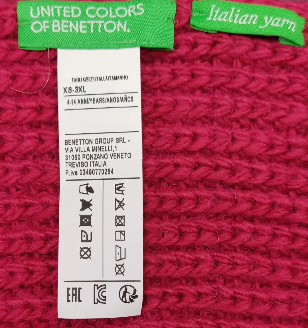 United Colors of Benetton Kinderschal rot Gr. XS-3XL – Bild 2