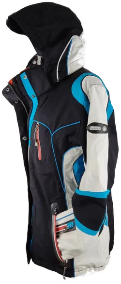 Skijacke 'killtec', mit Zipp, Stehkragen und Kapuze, weiß/schwarz/türkis, Größe 40 - Bild 2