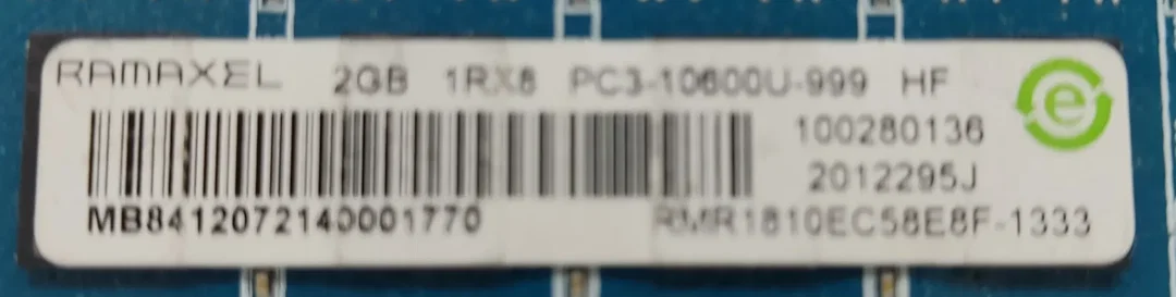 Ramaxel 2GB  DDR3 1Rx8 PC3-10600U-999 HF Arbeitsspeicher / RAM  – Bild 2