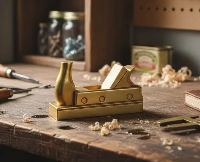 Messing Miniatur-Holzhobel – Dekoration / Sammlerstück – 9 cm – massives Messing - Bild 4