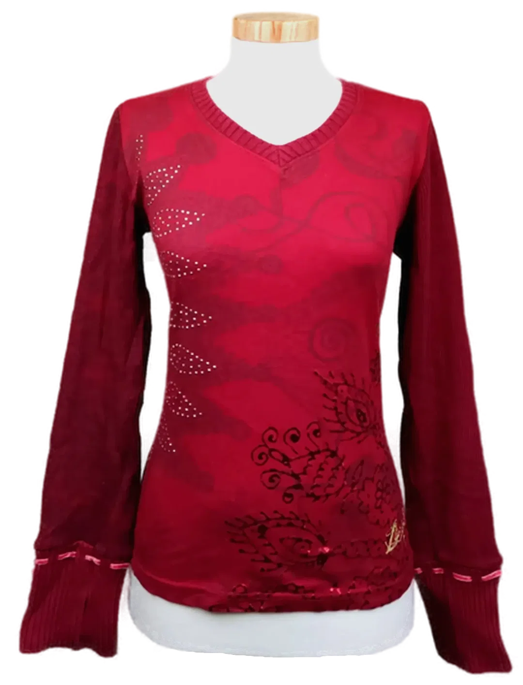 Desigual Damen Langarmshirt rot gemustert Gr. M - Bild 4