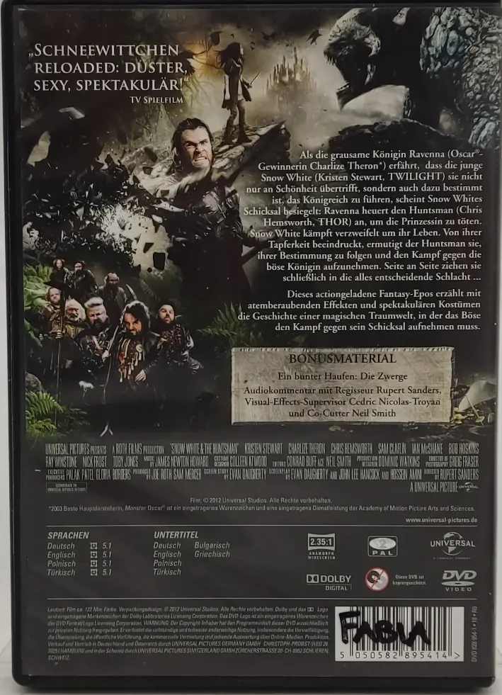 DVD "Snow White & the Huntsman" mit Kristen Stewart, Charlize Theron und Chris Hemsworth  – Bild 2