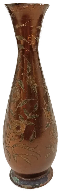 Vintage Kupfer-Vase mit floraler Gravur – Handgearbeitete Metallvase – Vorschau 4