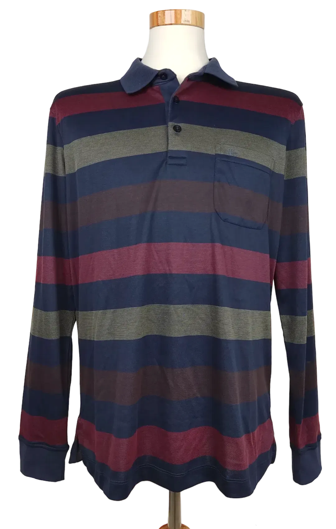 Authentic Style Herren Langarm Polo-Shirt, mehrfarbig - Gr. L  - Bild 1