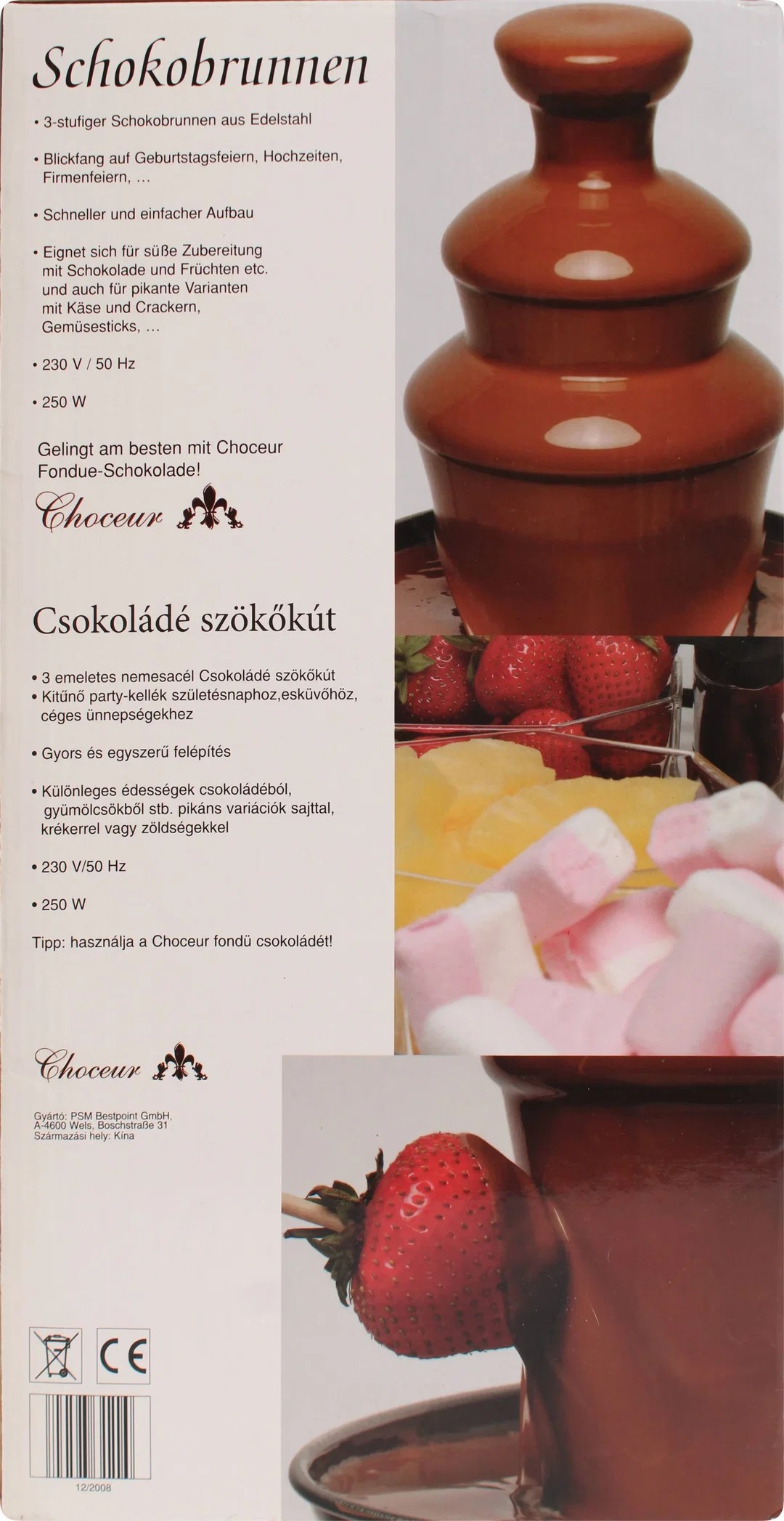 Schokobrunnen 3-stufig aus Edelstahl, ca. 38 cm Höhe, inkl. Rezeptbuch „Larousse Schokolade“ – Bild 6