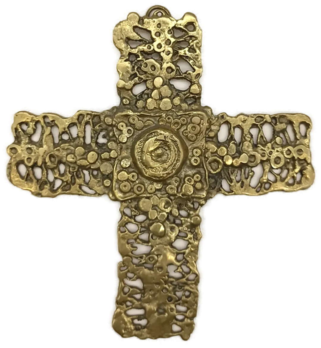 Vintage Wandkreuz aus Messingguss von Sepp Schmölzer – Bild 2