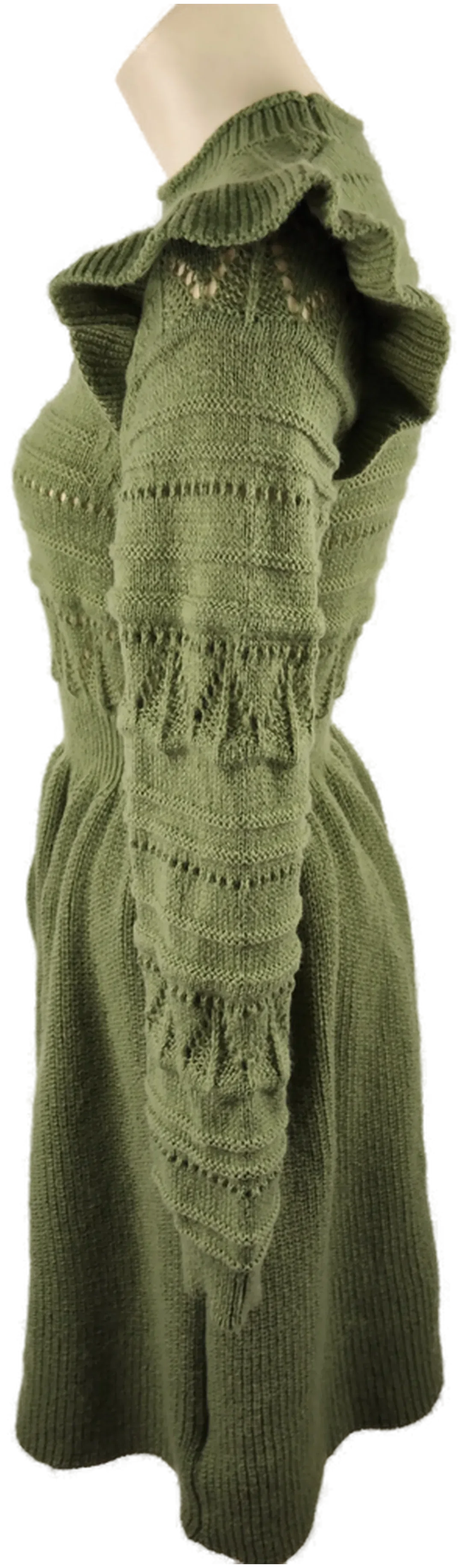 Damenkleid Shein Olivgrün, Strickoptik | Winterlicher Charme – Bild 2