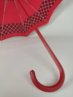 Vintage-Flanierschirm / Sonnenschirm / Damenschirm - rot gemustert - Bild 3