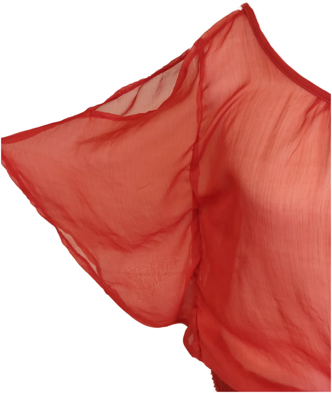Orsay Damen Bluse rot transparent und schulterfrei - S/36 – Bild 4