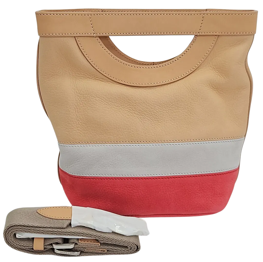 Max V. Koenig Damen Lederhandtasche, beige/grau/pink- Höhe ca. 22 cm  - Bild 1